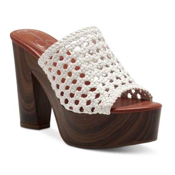 Jessica Simpson Shoes - NWOT Jessican Simpson Shelbie Platform Block Heel Slip On Woven Sandal Size 10
